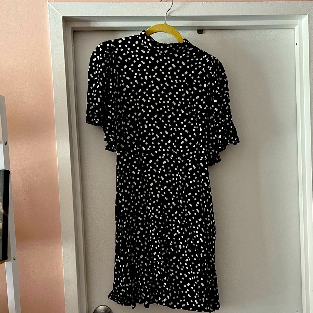 Zara flutter sleeve fit and flare dress with pockets